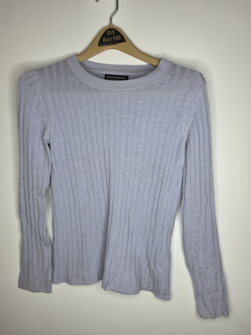 Banana Republic Italian Merino Wool Cashmere Blend Ribbed Crewneck Sweater XS